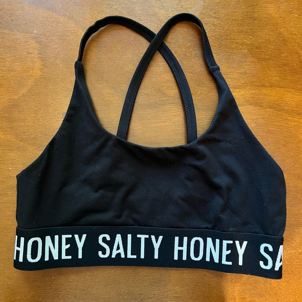 Black salty honey Sports Bra